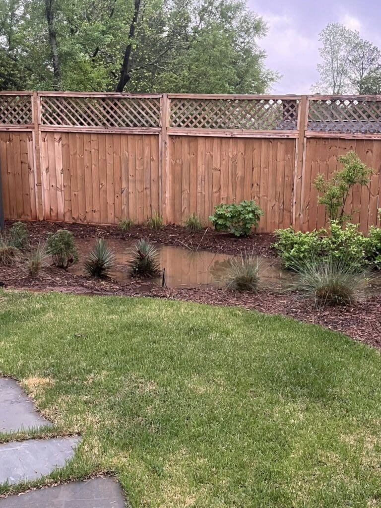 improper drainage before Yeomans Irrigation Landscape Lighting